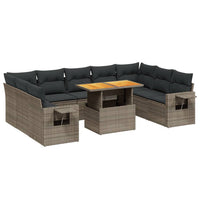 Set Divano da Giardino 10 pz con Cuscini Grigio in Polyrattan 3271900