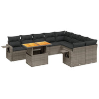 Set Divano da Giardino 10 pz con Cuscini Grigio in Polyrattan 3271914