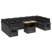 Set Divani da Giardino 11 pz con Cuscini in Polyrattan Nero 3271923