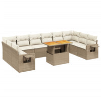 Set Divani da Giardino 11 pz con Cuscini Beige in Polyrattan 3271926