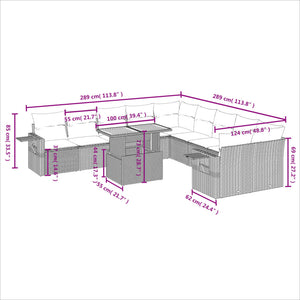 Set Divani da Giardino 11 pz con Cuscini in Polyrattan Nerocod mxl 88896