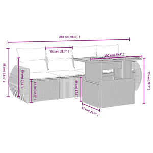 Set Divano da Giardino 5 pz con Cuscini Beige in Polyrattan 3272073