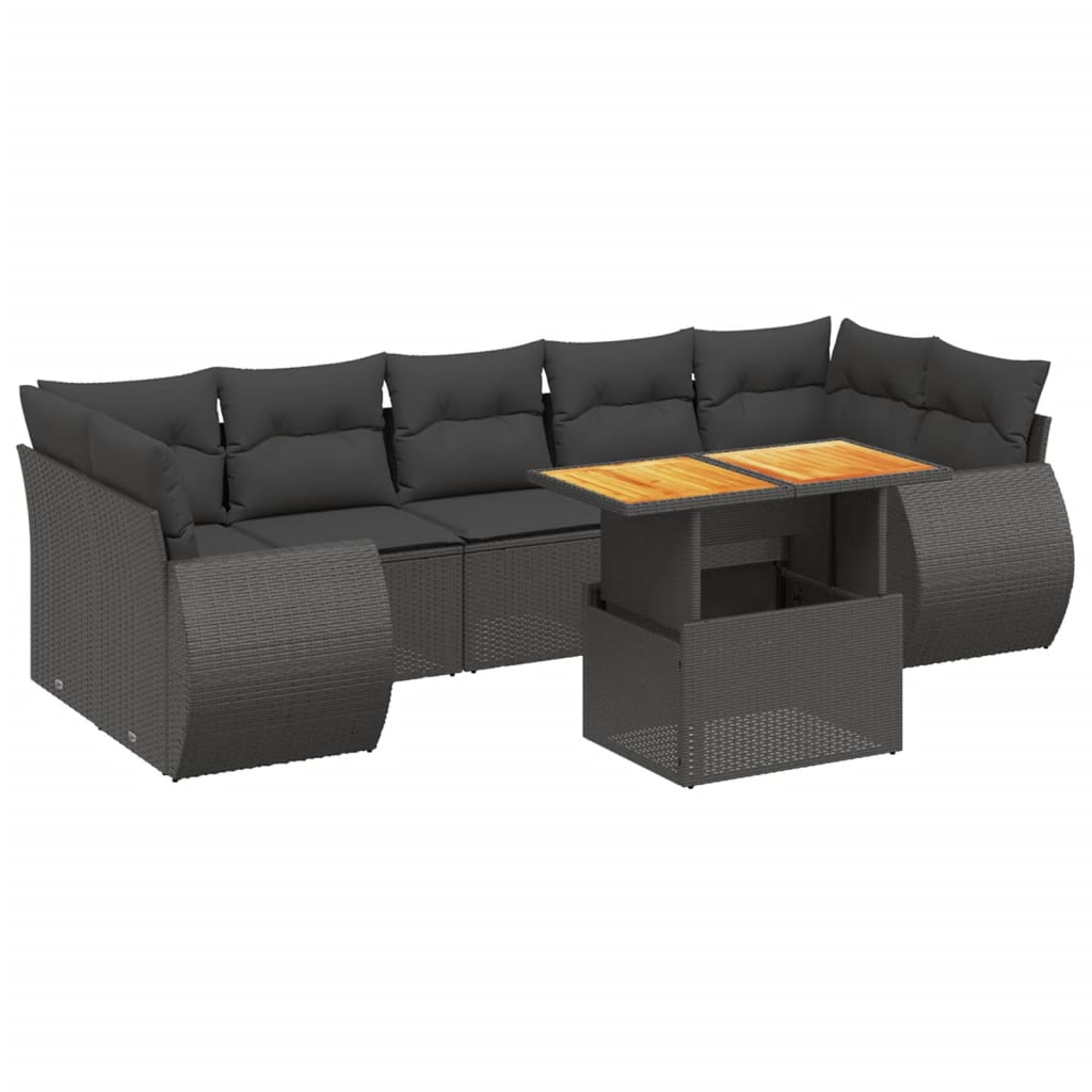 Set Divani da Giardino con Cuscini 8 pz Nero in Polyrattancod mxl 91640