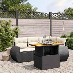 Set Divani da Giardino 5 pz con Cuscini in Polyrattan Nero 3272176