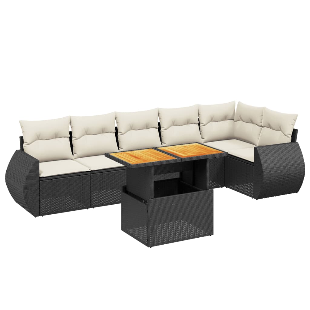 Set Divani da Giardino con Cuscini 7pz Nero Polyrattan 3272204