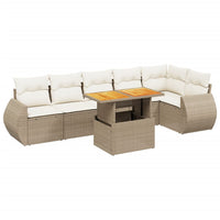 Set Divani da Giardino 7 pz con Cuscini Beige in Polyrattan 3272206