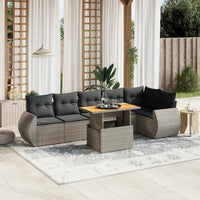 Set Divani da Giardino 7 pz con Cuscini Grigio in Polyrattan 3272208