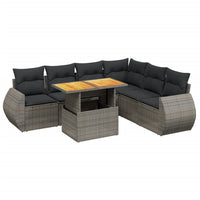 Set Divani da Giardino 7 pz con Cuscini Grigio in Polyrattan 3272215