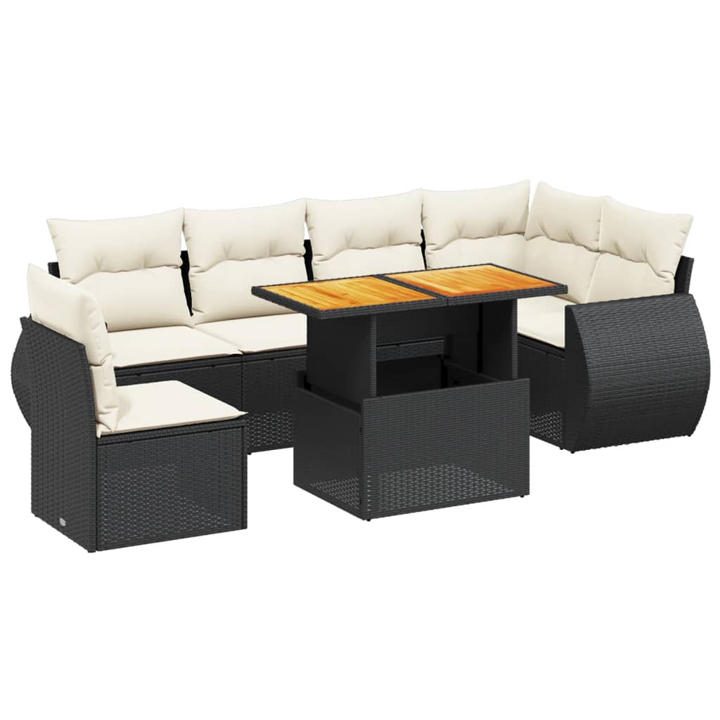 Set Divani da Giardino con Cuscini 7pz Nero Polyrattan 3272218