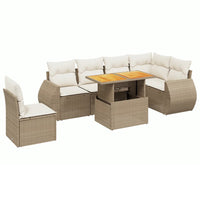 Set Divani da Giardino 7 pz con Cuscini Beige in Polyrattan 3272220