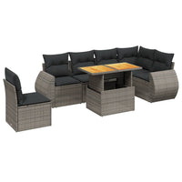 Set Divani da Giardino 7 pz con Cuscini Grigio in Polyrattan 3272222