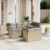 Set Divano da Giardino 9 pz con Cuscini Beige in Polyrattan 3272291