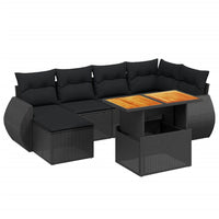 Set Divani da Giardino con Cuscini 7pz Nero Polyrattancod mxl 114393