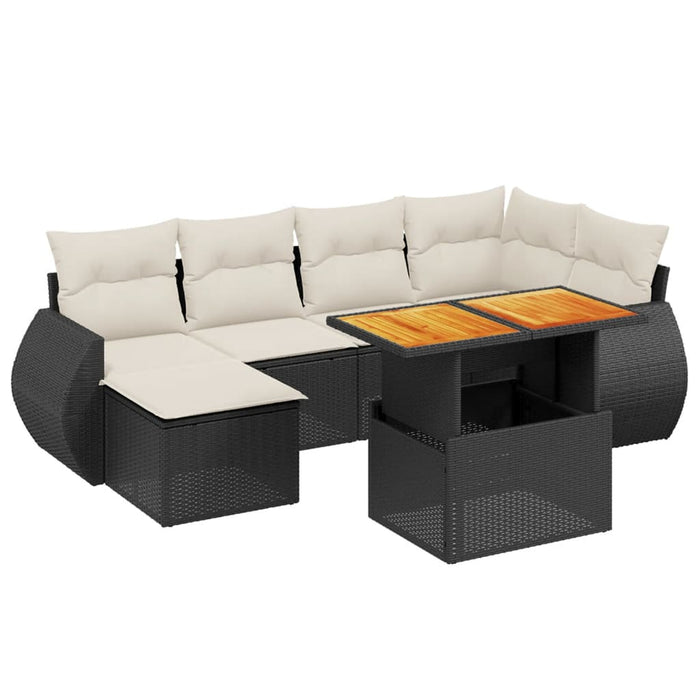 Set Divani da Giardino con Cuscini 7pz Nero Polyrattancod mxl 88725