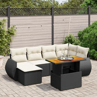 Set Divani da Giardino con Cuscini 7pz Nero Polyrattancod mxl 88725