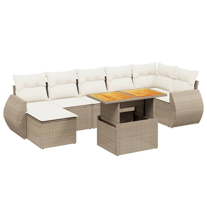 Set Divano da Giardino 8 pz con Cuscini Beige in Polyrattan 3272304