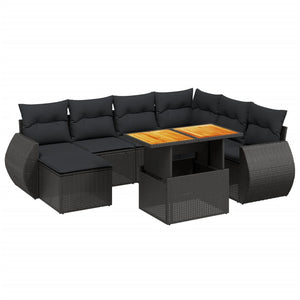 Set Divani da Giardino con Cuscini 8 pz Nero in Polyrattan 3272308