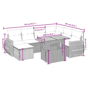 Set Divani da Giardino con Cuscini 8 pz Nero in Polyrattan 3272308