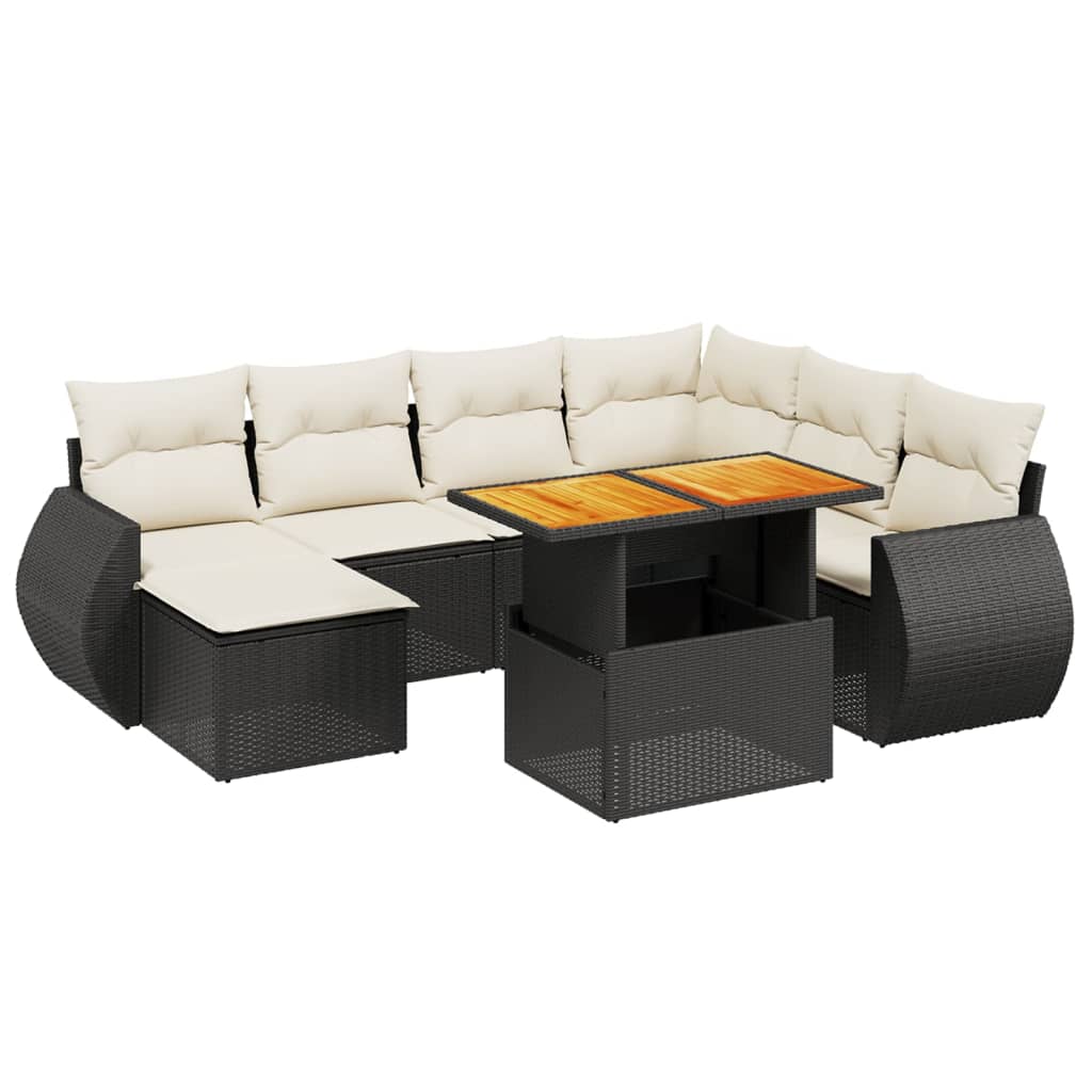 Set Divani da Giardino con Cuscini 8 pz Nero in Polyrattan 3272309