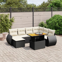 Set Divani da Giardino con Cuscini 8 pz Nero in Polyrattan 3272309