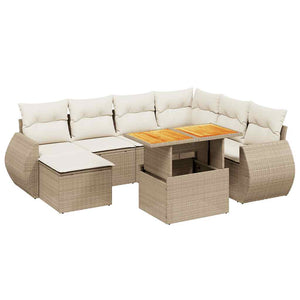 Set Divano da Giardino 8 pz con Cuscini Beige in Polyrattan 3272311