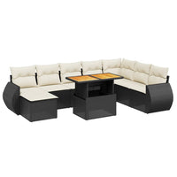 Set Divani da Giardino 9 pz con Cuscini Nero in Polyrattancod mxl 114130