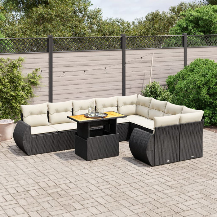 Set Divani da Giardino 10pz con Cuscini in Polyrattan Nerocod mxl 112578