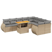 Set Divano da Giardino 10 pz con Cuscini Beige in Polyrattan 3272354