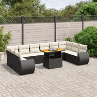 Set Divani da Giardino 11 pz con Cuscini in Polyrattan Nero 3272365