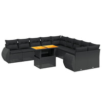 Set Divani da Giardino 11 pz con Cuscini in Polyrattan Nero 3272385