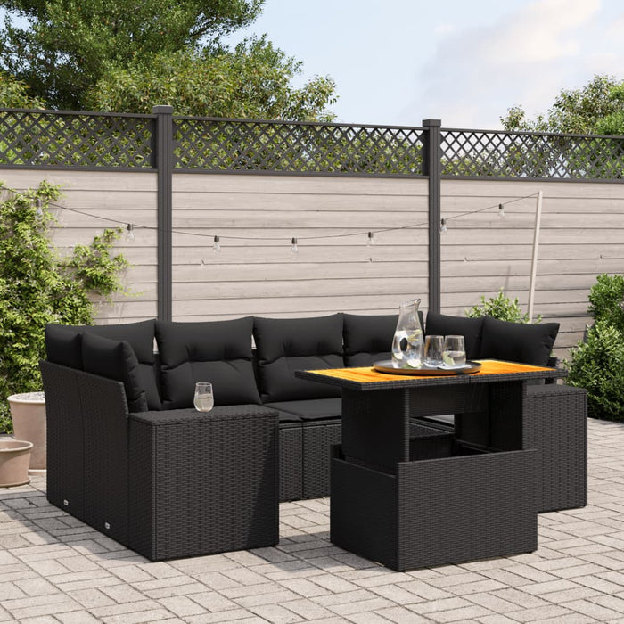 Set Divani da Giardino con Cuscini 7pz Nero Polyrattan 3272532