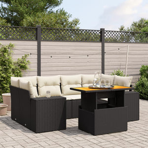 Set Divani da Giardino con Cuscini 7pz Nero Polyrattancod mxl 112715