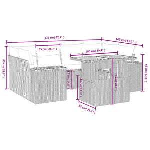 Set Divani da Giardino 7 pz con Cuscini Grigio in Polyrattan 3272537