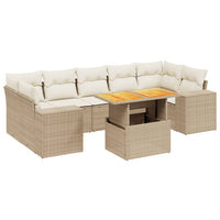 Set Divano da Giardino 8 pz con Cuscini Beige in Polyrattan 3272549