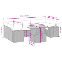 Set Divano da Giardino 8 pz con Cuscini Grigio in Polyrattan 3272551