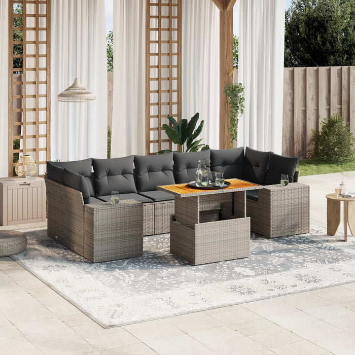 Set Divano da Giardino 8 pz con Cuscini Grigio in Polyrattan 3272551