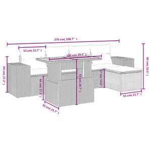 Set Divano da Giardino 6 pz con Cuscini Nero in Polyrattan 3272610