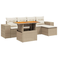 Set Divano da Giardino 6 pz con Cuscini Beige in Polyrattan 3272612