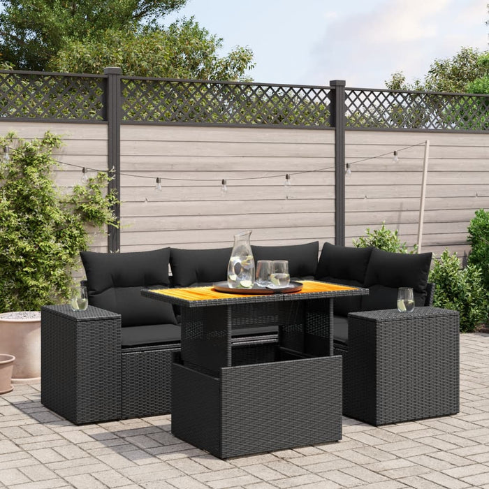 Set Divani da Giardino 5 pz con Cuscini in Polyrattan Nerocod mxl 112718