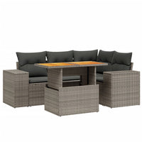 Set Divano da Giardino 5 pz con Cuscini Grigio in Polyrattan 3272621