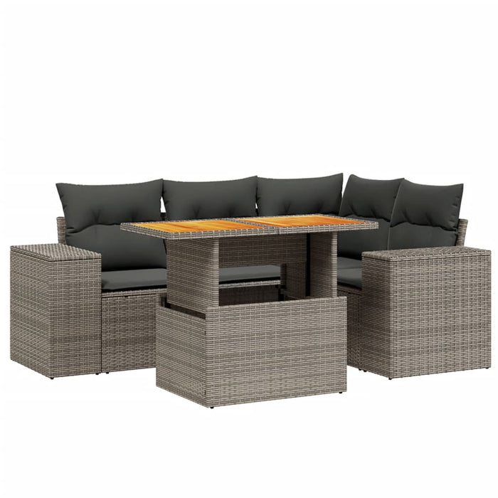 Set Divano da Giardino 5 pz con Cuscini Grigio in Polyrattan 3272621