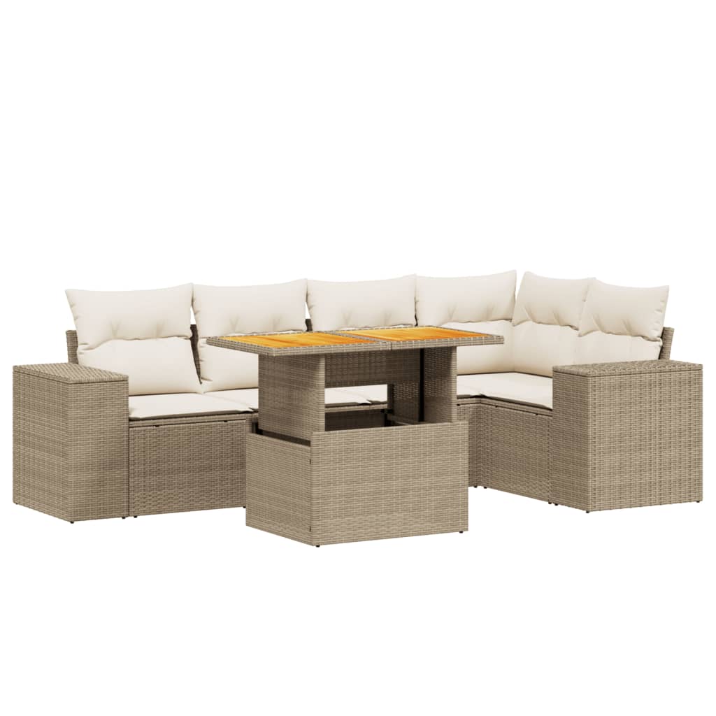 Set Divano da Giardino 6 pz con Cuscini Beige in Polyrattan 3272626