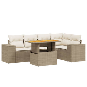 Set Divano da Giardino 6 pz con Cuscini Beige in Polyrattan 3272626