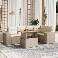 Set Divano da Giardino 6 pz con Cuscini Beige in Polyrattan 3272626