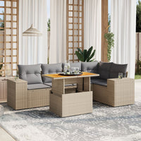 Set Divano da Giardino 6 pz con Cuscini Beige in Polyrattan 3272627