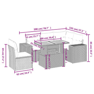 Set Divano da Giardino 6 pz con Cuscini Beige in Polyrattan 3272640