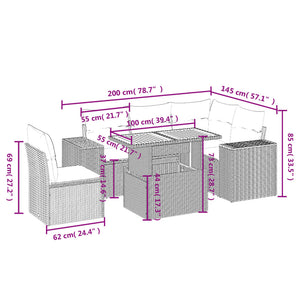 Set Divano da Giardino 6 pz con Cuscini Beige in Polyrattan 3272641