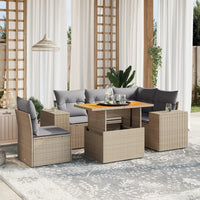 Set Divano da Giardino 6 pz con Cuscini Beige in Polyrattan 3272641