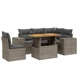 Set Divano da Giardino 6 pz con Cuscini Grigio in Polyrattan 3272642