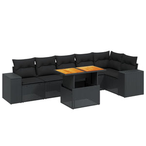 Set Divani da Giardino con Cuscini 7pz Nero Polyrattan 3272644